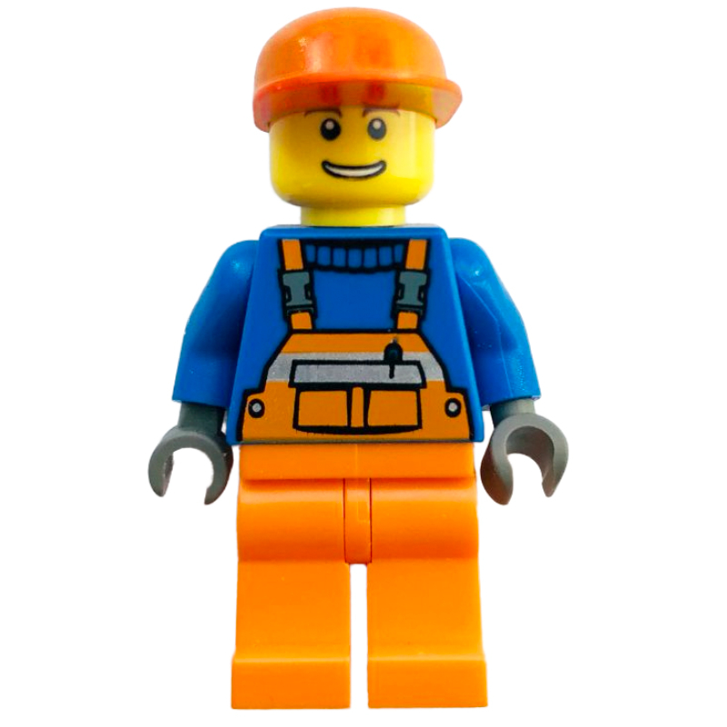 LEGO Blue Torso, Orange Overall, Orange Cap (fig-008502)