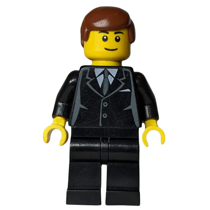 LEGO Black Torso Suit, Black Legs, Reddish Brown Hair (fig-008503)