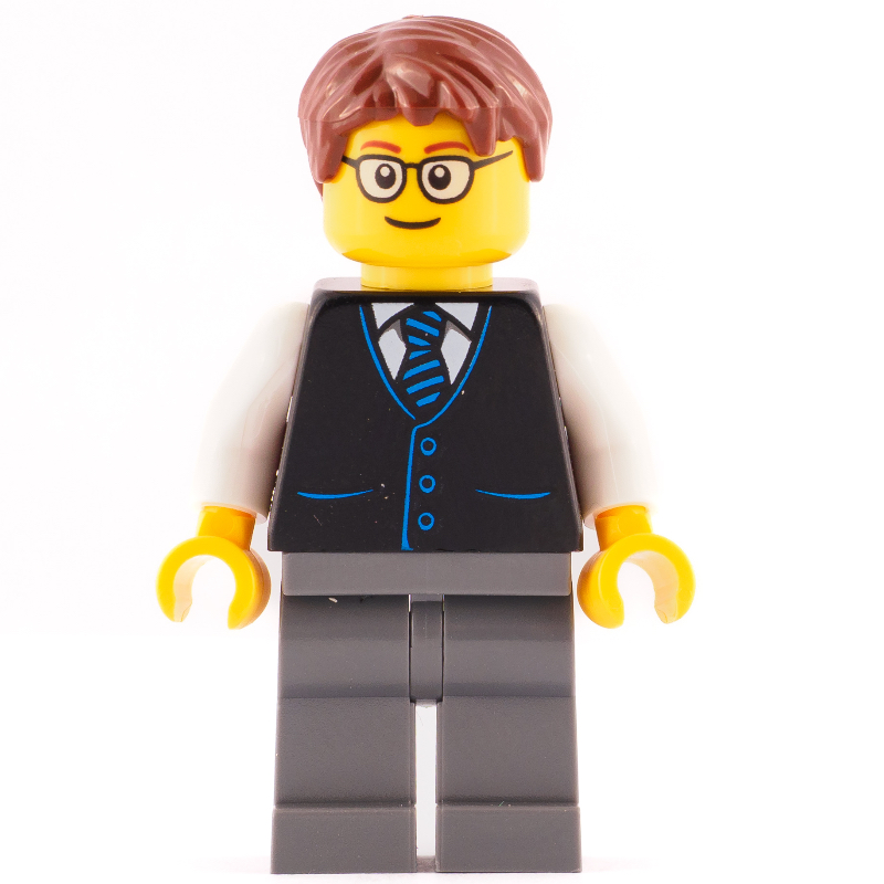 LEGO Launch Director - Black Torso, Dark Bluish Grey Legs, Reddish Brown Hair (fig-008507)