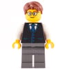 Launch Director - Black Torso, Dark Bluish Grey Legs, Reddish Brown Hair