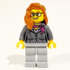 Scientist - Dark BLuish Grey Torso, Light Bluish Grey Legs, Dark Orange Hair