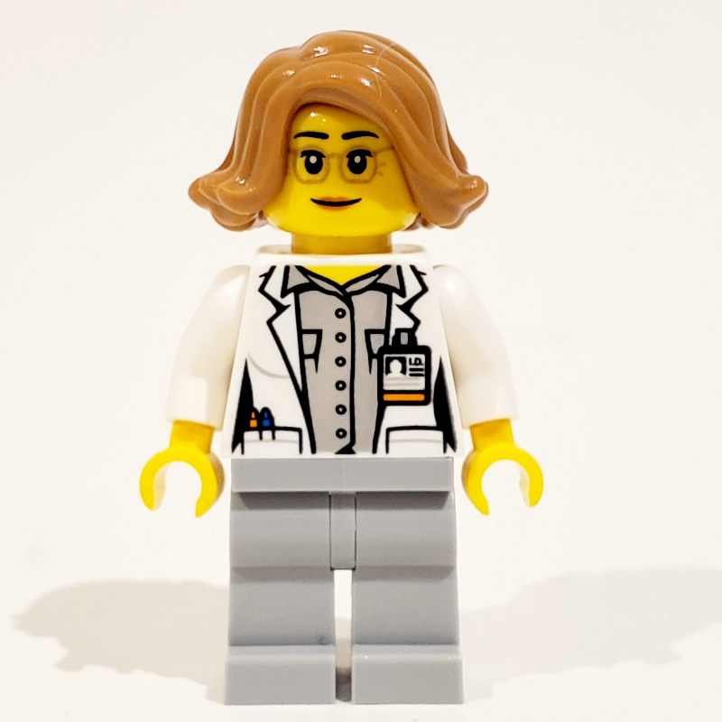 LEGO Scientist - White Torso, Labcoat, Light Bluish grey Legs, Medium Nougat Hair (fig-008509)