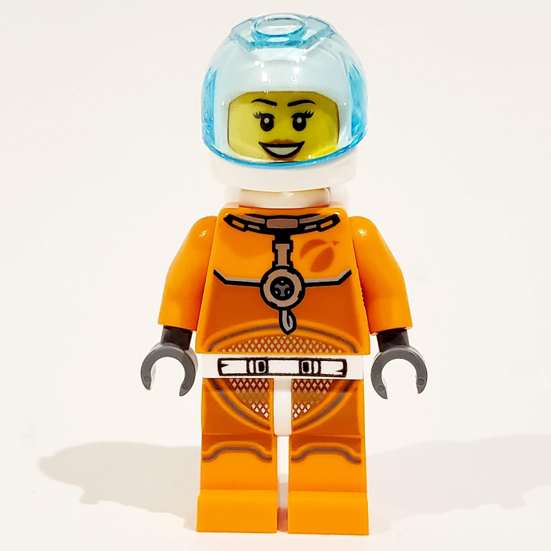 LEGO Astronaut - Orange Torso and Legs, White Helmet, Trans-Light Blue Visor, Female (fig-008511)