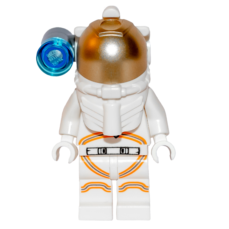 LEGO Astronaut - White Torso and Legs, Orange Trim, White Helmet, Side Lamp (fig-008513)