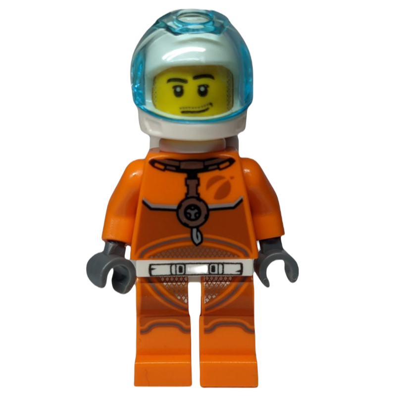 LEGO Astronaut - Orange Torso and Legs, White Helmet, Trans-Light Blue Visor, Stubble (fig-008516)