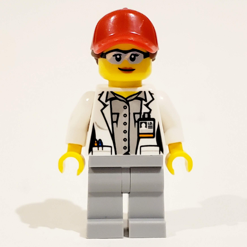 LEGO Scientist - White Torso, Labcoat, Light Bluish grey Legs, Red Cap (fig-008520)