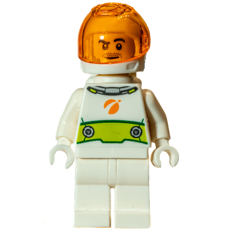LEGO Astronaut - White Torso and Legs, Lime decor, White Helmet Trans Orange Visor (fig-008521)