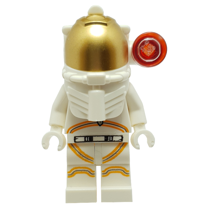 LEGO Astronaut - White Torso and Legs, Orange Trim, White Helmet, Side Lamp Red (fig-008523)