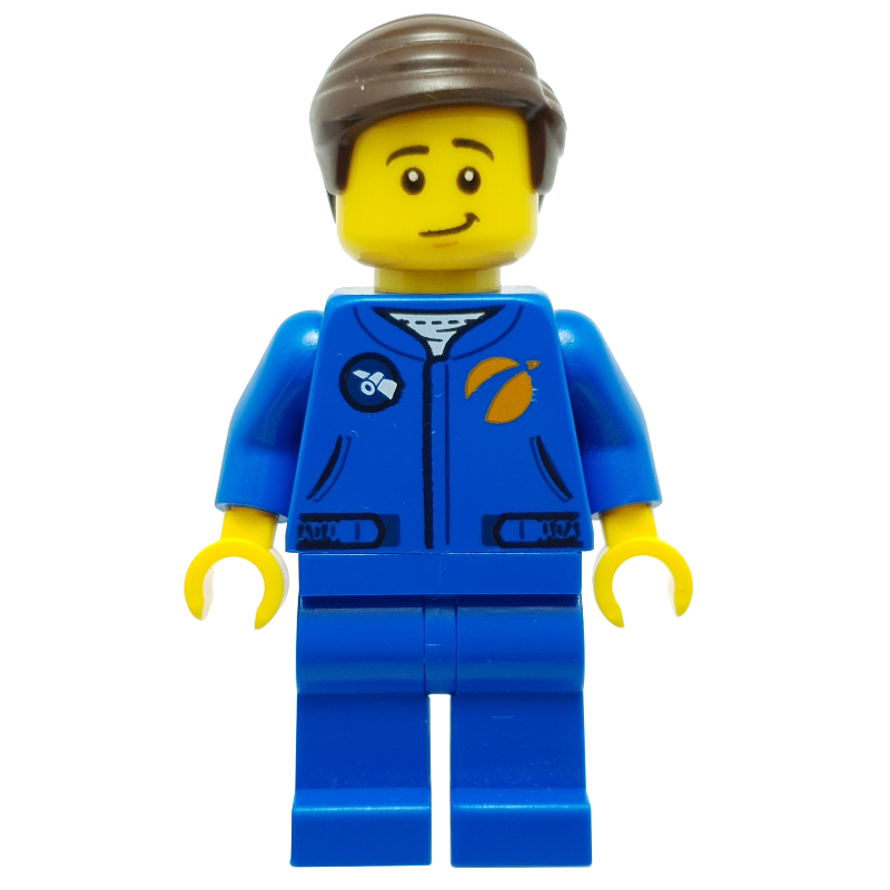 LEGO Astronaut - Blue Torso and Legs, Dark Brown Hair (fig-008526)