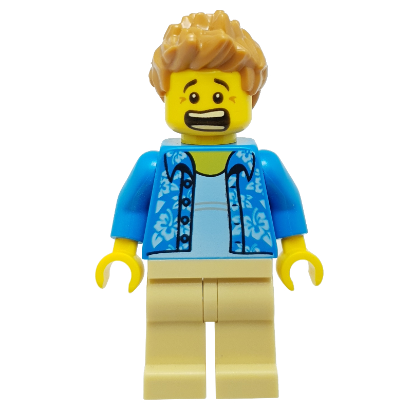 LEGO Dark Azure Torso, Tan Legs, Medium Nougat Hair (fig-008529)