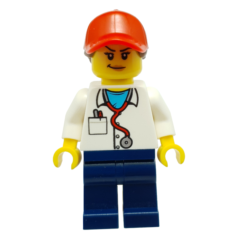 LEGO Physician - White Labcoat, Dark Blue Legs, Red Cap (fig-008530)