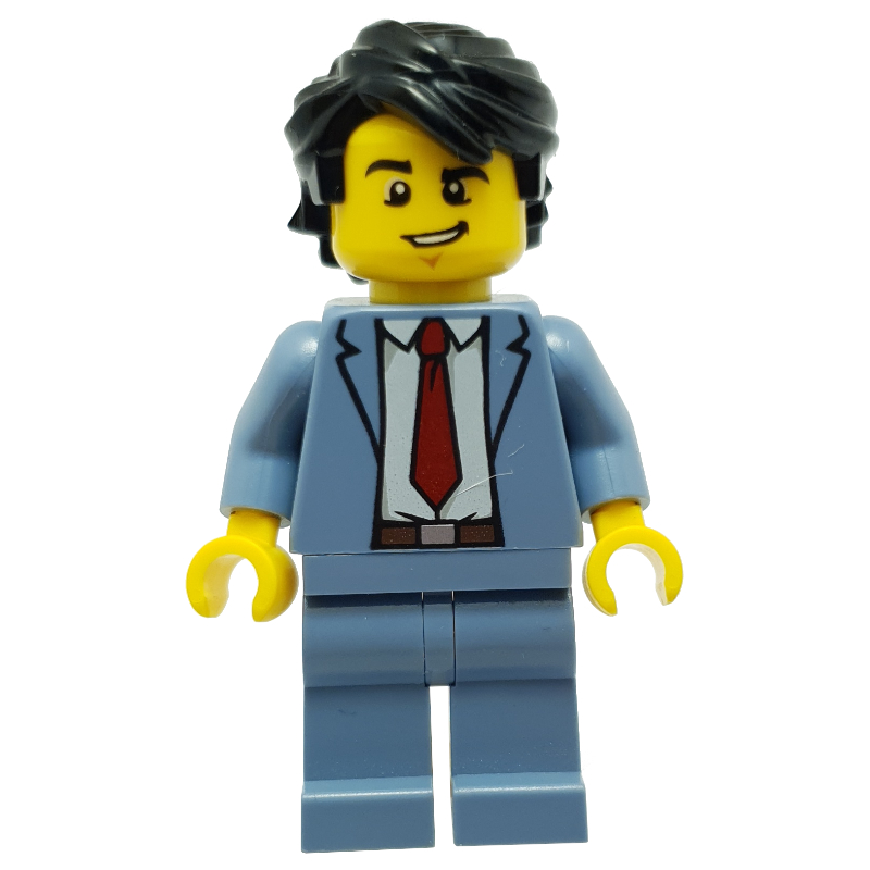 LEGO Sand Blue Torso, Sand Blue Legs, Black Hair (fig-008531)