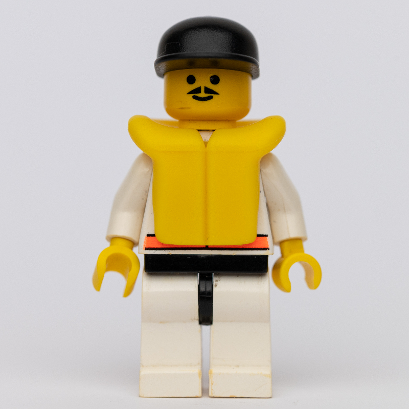 LEGO Res-Q Man, Black Cap, Yellow Life Vest, Moustache (fig-008534)