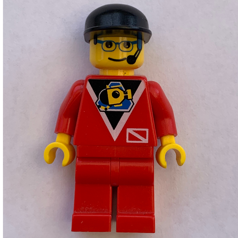 LEGO Marine Explorer, Red Shirt with Divers Logo, Black Cap, Glasses and Headset (fig-008551)