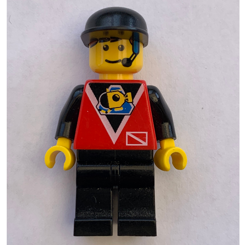 LEGO Marine Explorer, Red Shirt with Divers Logo, Black Cap, Headset (fig-008552)
