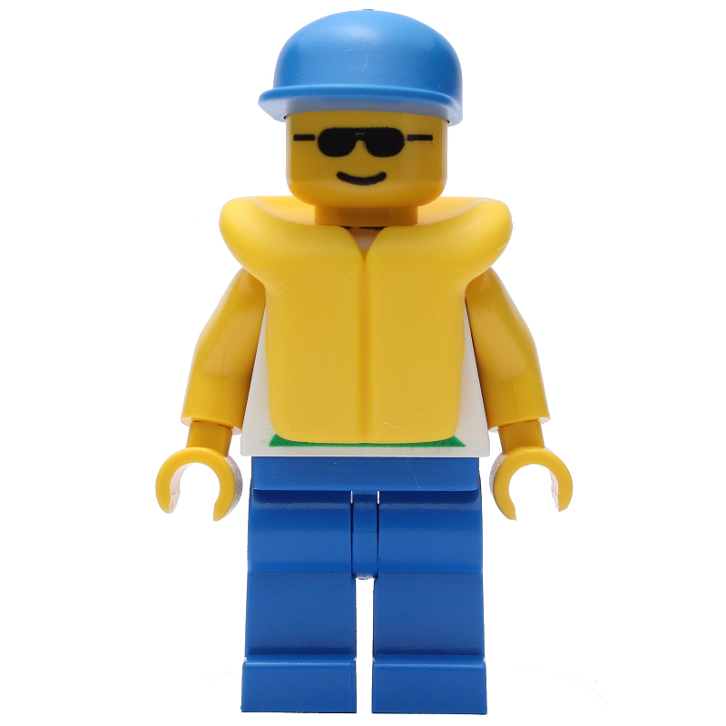 LEGO Marine Explorer, White Shirt with Fish, Blue Cap, Yellow Life Vest, Sunglasses (fig-008567)
