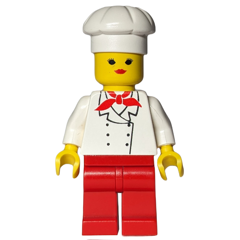 LEGO Chef, Woman, Red Neckerchief, Red Legs (fig-008569)