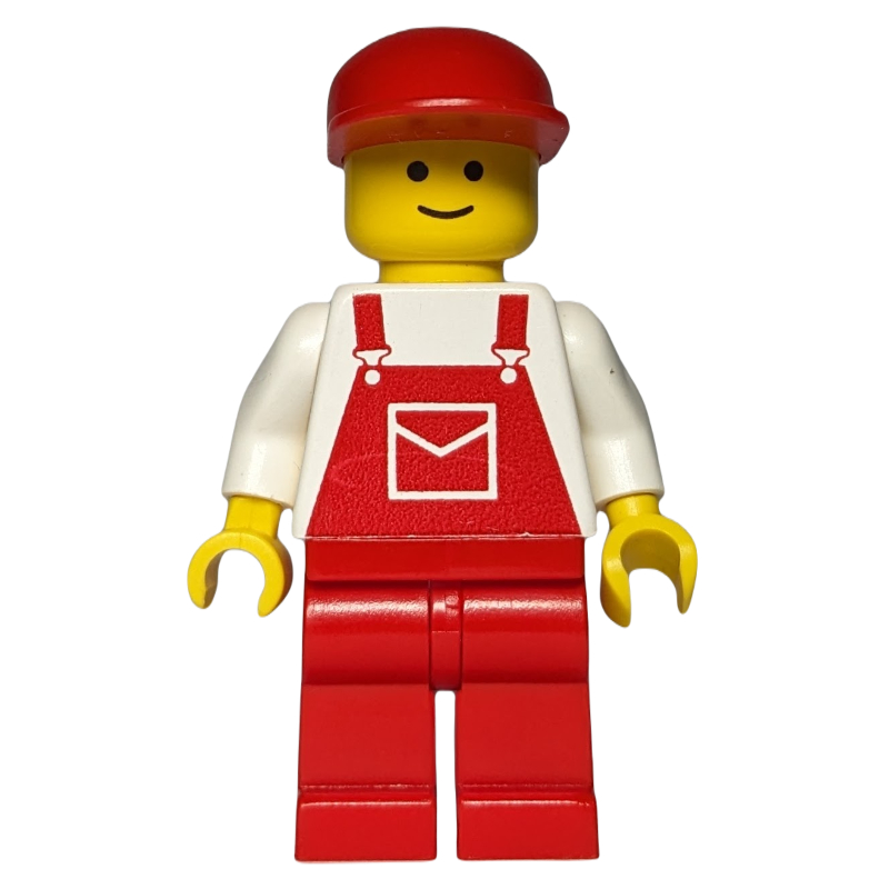 LEGO Man - White Torso, Red Overall, Red Cap (3626a Head) (fig-008582)