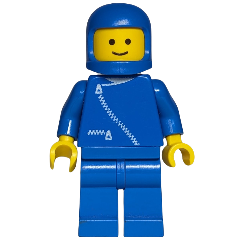 LEGO Man, Blue Jacket with Zipper, Blue Legs, Blue Helmet (fig-008583)