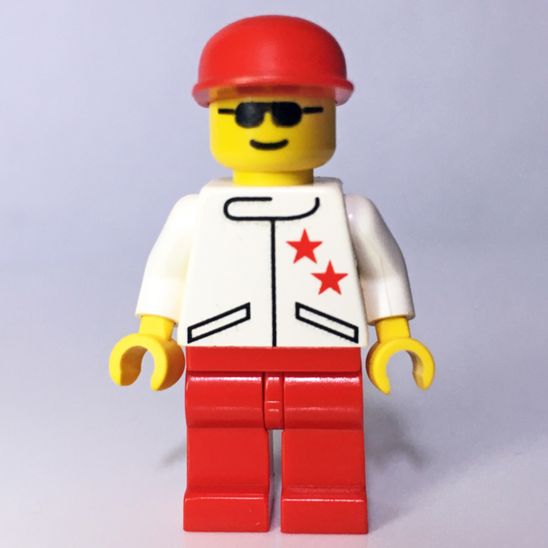 LEGO Racer, White Jacket with 2 Stars, Red Cap, Sunglasses (fig-008585)