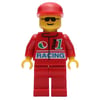 Racer, Red Jacket with Octan Logo and 'RACING', Red Legs, Red Cap, Sunglasses