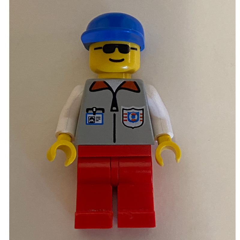 LEGO Coast Guard, Light Gray Jacket with Zipper and Badge, Blue Cap, Sunglasses (fig-008591)