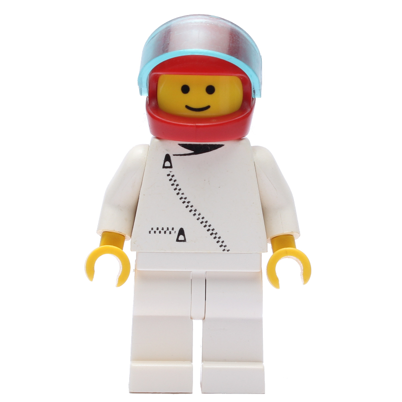LEGO Racer, White Jacket with Zipper, Red Helmet with Visor (3626b Head) (fig-008598)