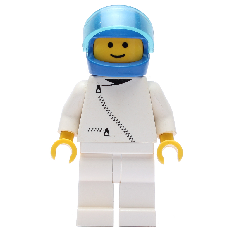 LEGO Racer, White Jacket with Zipper, White Legs, Blue Helmet with Visor (3626a Head) (fig-008600)