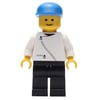 Man, White Jacket with Zipper, Black Legs, Blue Cap