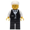 Man, Black Suit and Bow Tie, White Cap