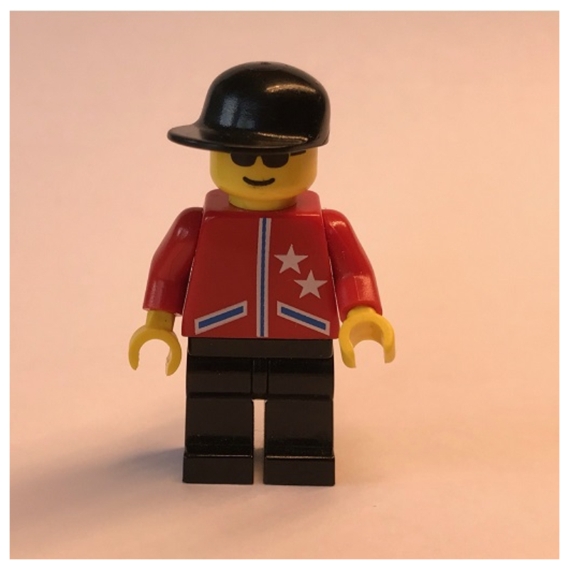 LEGO Racer, Red Jacket with 2 Stars, Black Cap, Sunglasses (fig-008613)