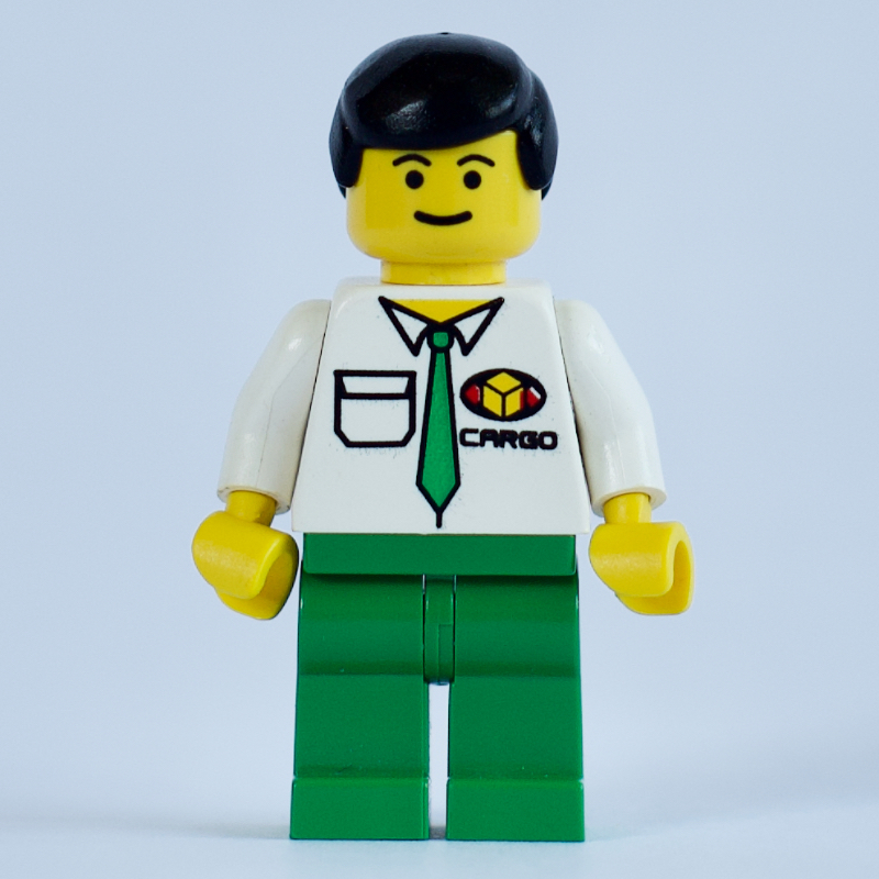 LEGO Cargo Worker, White Shirt with Tie, Black Hair (fig-008649)