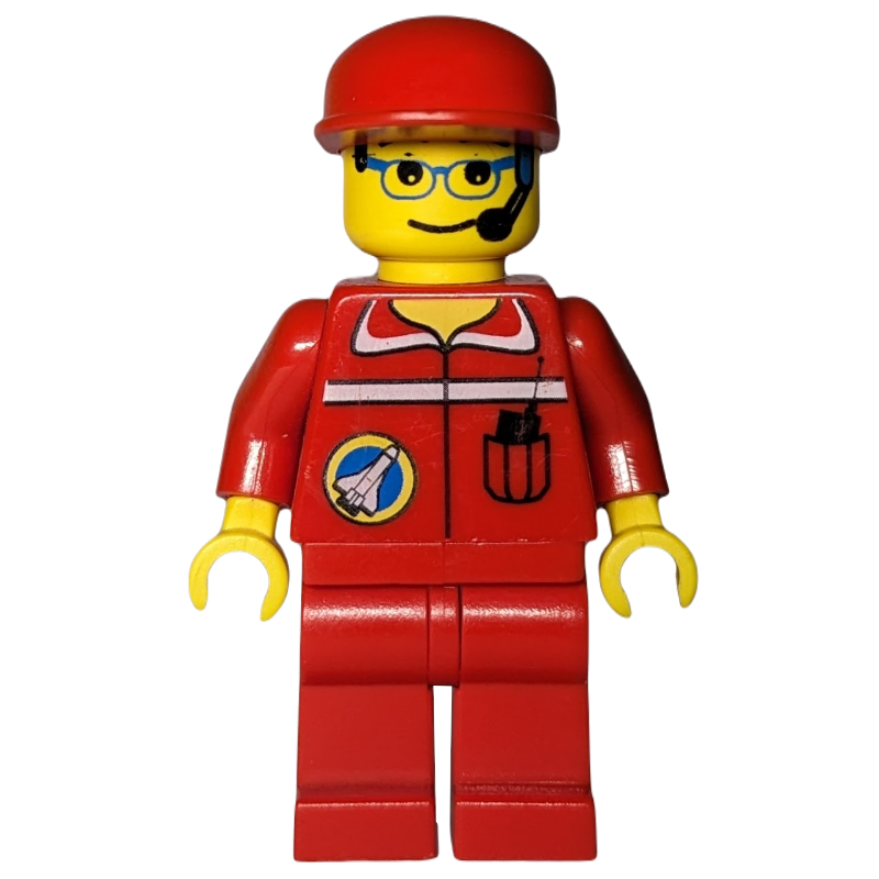 LEGO Space Port Ground Crew, Red Jumpsuit, Red Cap, Headset and Glasses (fig-008655)