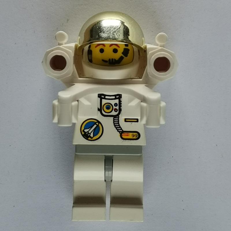 LEGO Astronaut, White, Light Gray Hips, Helmet with Large Chrome Gold Visor, Rocket Pack, Headset (fig-008657)