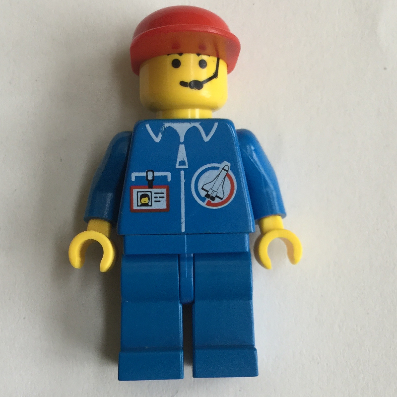 LEGO Launch Command Ground Crew, Blue Jumpsuit, Red Cap, Headset (fig-008658)