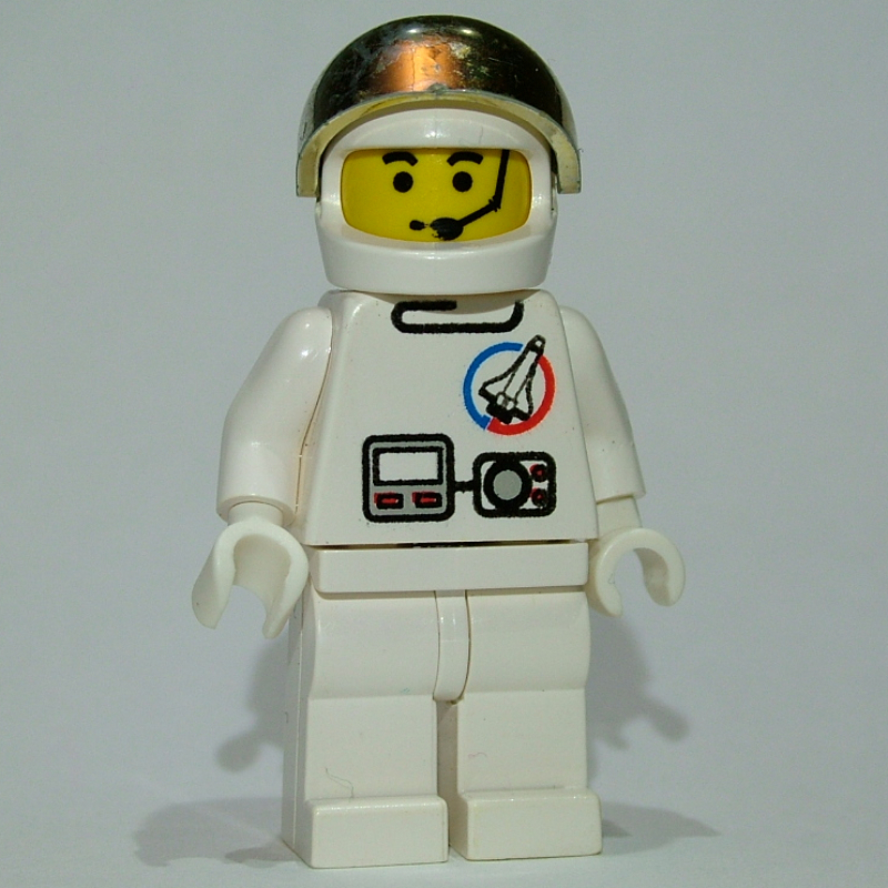 LEGO Astronaut, White, Helmet with Large Chrome Gold Visor, Headset (fig-008660)