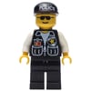 Policeman, Black Vest with Badge and Pockets, Black Cap with 'POLICE', Sunglasses