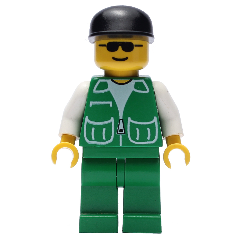 LEGO Man, Green Jacket, Green Legs, Black Cap, Sunglasses (fig-008677)