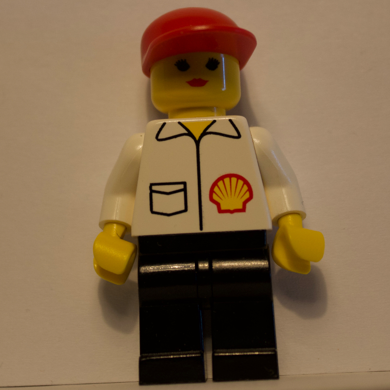 LEGO Woman, White Shirt with Shell Logo, Red Cap (fig-008682)
