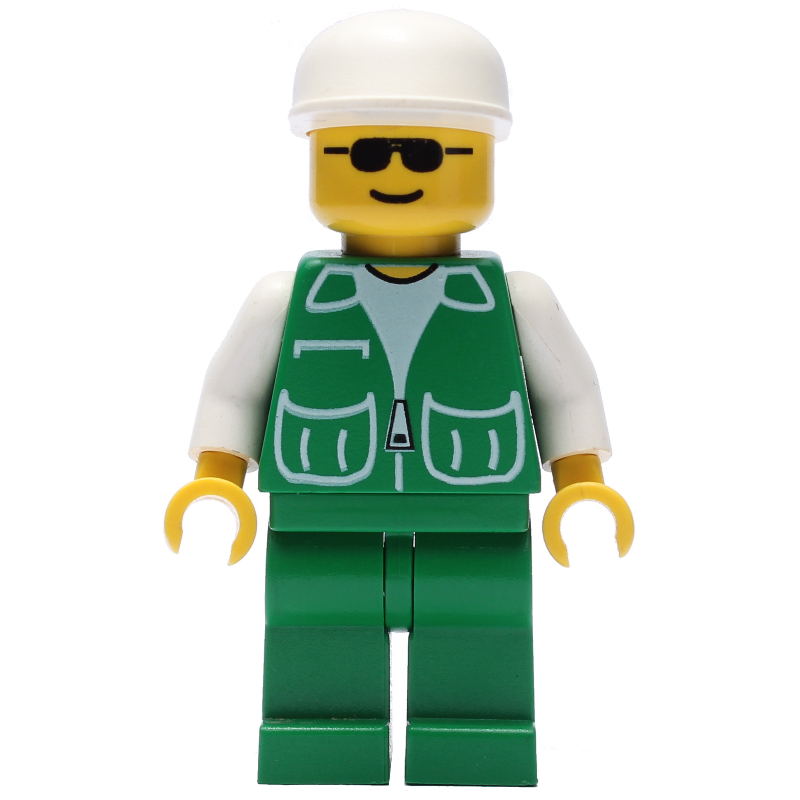 LEGO Man, Green Jacket, Green Legs, White Cap, Sunglasses (fig-008720)