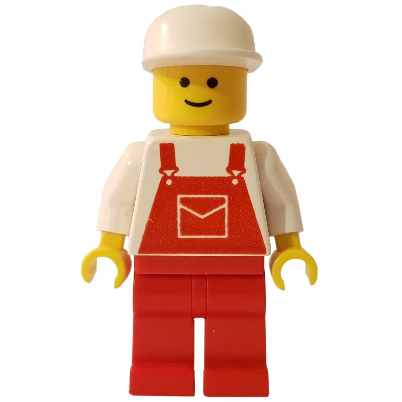 LEGO Man, Red Overalls, White Cap (fig-008726)