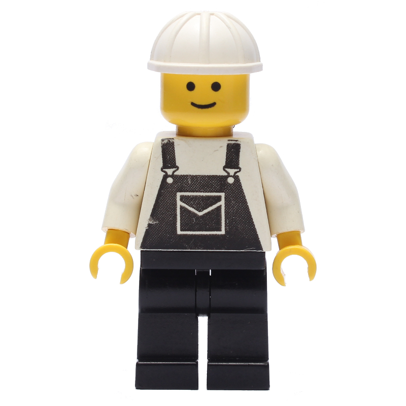 LEGO Man, Black Overalls, White Hard Hat (fig-008728)