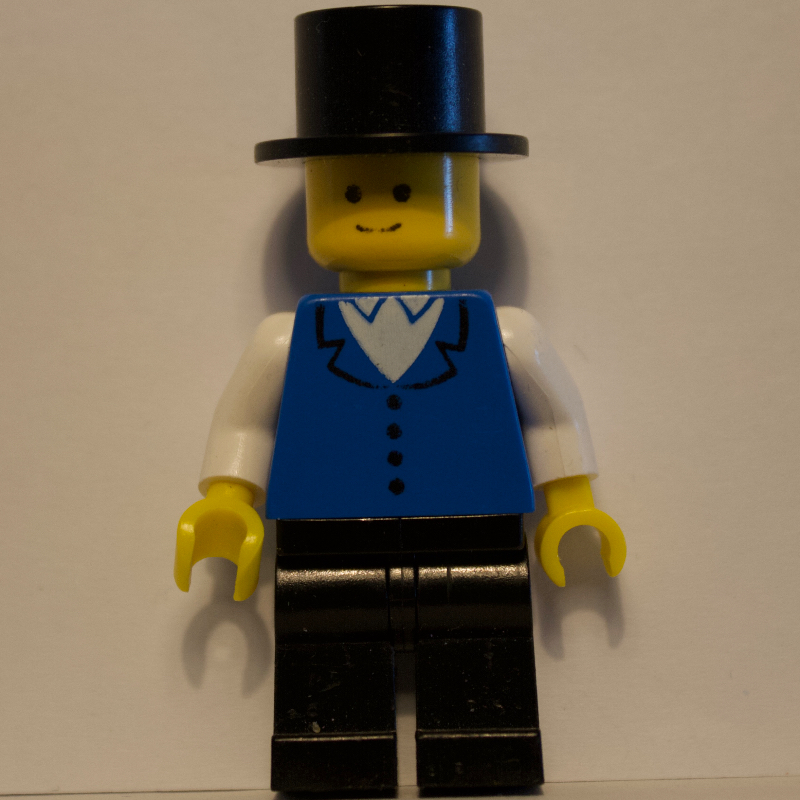 LEGO Man, Blue Vest over White Shirt, Top Hat (fig-008734)
