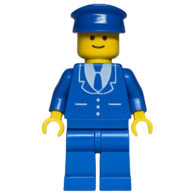 LEGO Man, Blue Suit with Tie and Three Buttons, Blue Hat (fig-008736)