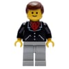 Man, Black Jacket over Red Shirt, Light Gray Legs, Brown Hair (3626a Head)