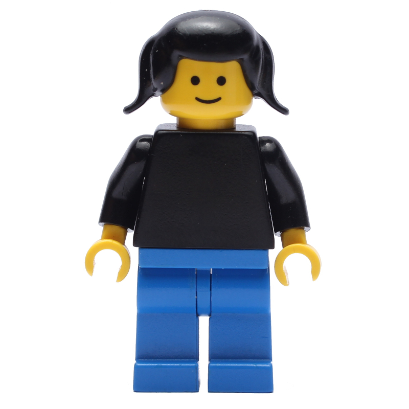 LEGO Woman, Plain Black Torso, Blue Legs, Black Hair (fig-008740)