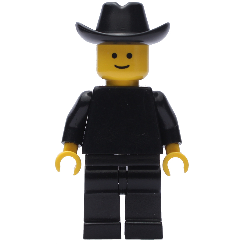 LEGO Man, Plain Black, Black Cowboy Hat (fig-008741)
