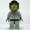 Fireman, Light Gray Fire Suit with Gauge and Pocket, Dark Gray Helmet with Breathing Apparatus, Moustache