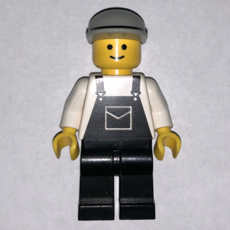 LEGO Man, Black Overalls, Light Gray Cap (fig-008749)