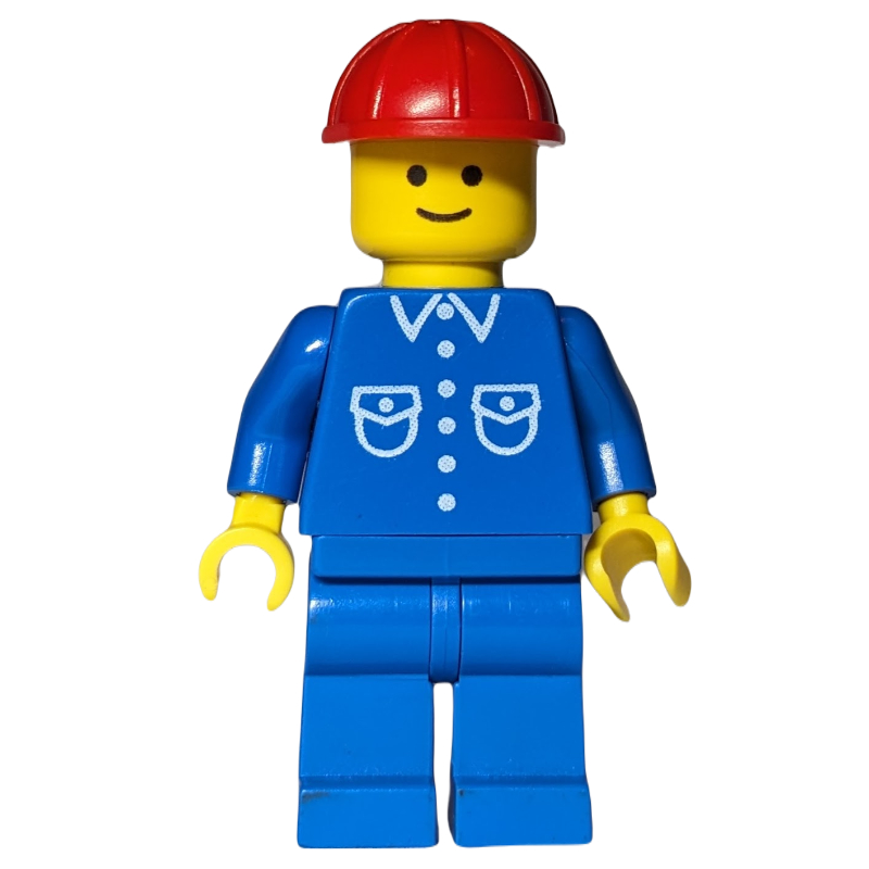 LEGO Man, Blue Shirt, Blue Legs, Red Hard Hat (3626b Head) (fig-008760)